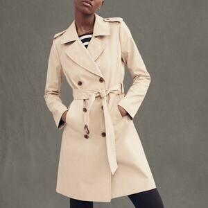 J. Crew Icon Khaki Water-Repellent Belted Trench Coat